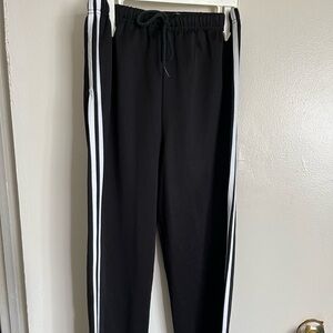 Y2K Black Track Pants with White Stripes